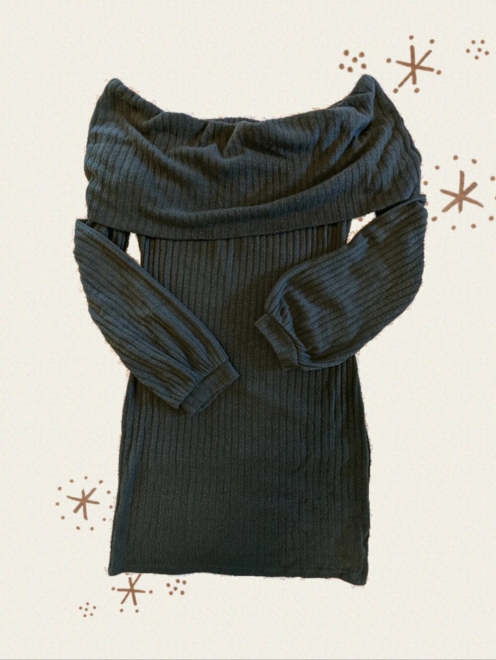 Lulu's Off-Shoulder Ribbed Sweater Dress - Dark Green, Size Small